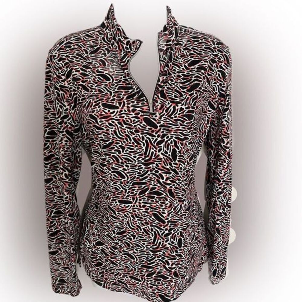 Nivo Sort Quarter Zip Top - M black red white , Nylon spandex